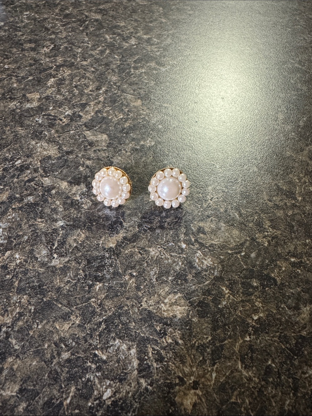 Classic Pearl Cluster Stud Earrings - Gold Tone